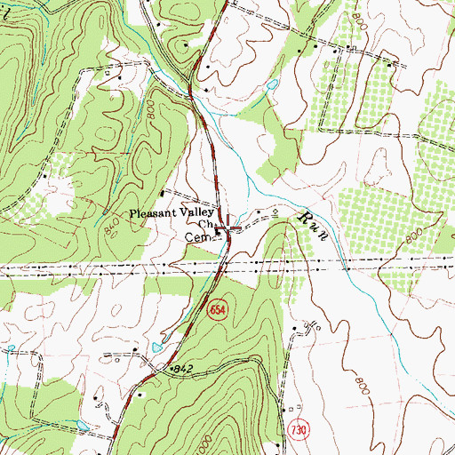 Topographic Map of Pleasant Valley Church, VA