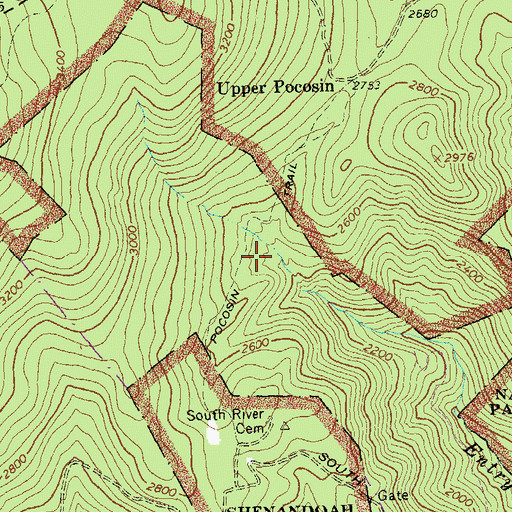 Topographic Map of Pocosin Trail, VA