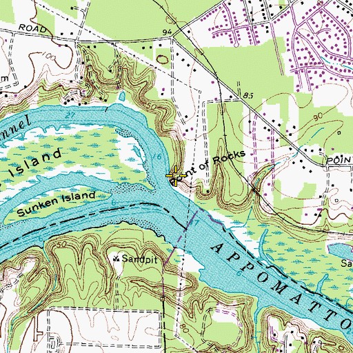 Topographic Map of Point of Rocks, VA