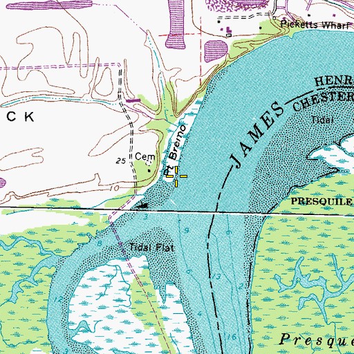 Topographic Map of Point Bremo, VA