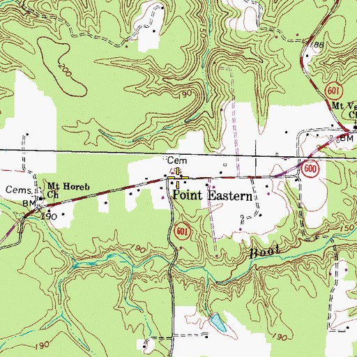 Topographic Map of Point Eastern, VA