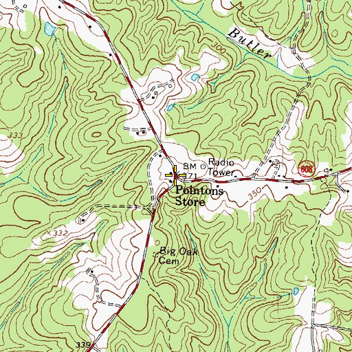Topographic Map of Pointons Store, VA