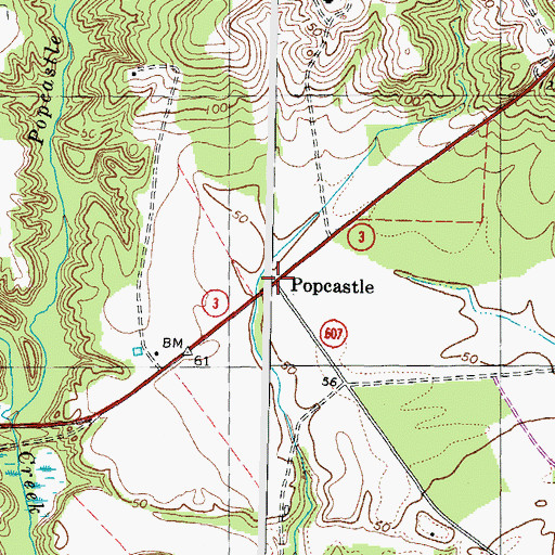 Topographic Map of Popcastle, VA