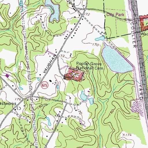Topographic Map of Poplar Grove National Cemetery, VA