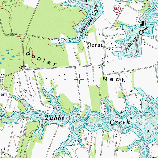 Topographic Map of Poplar Neck, VA