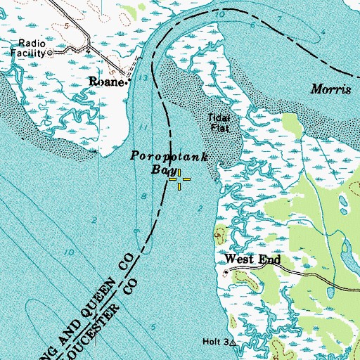 Topographic Map of Poropotank Bay, VA