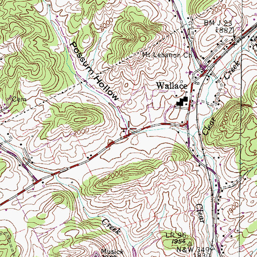 Topographic Map of Possum Hollow, VA