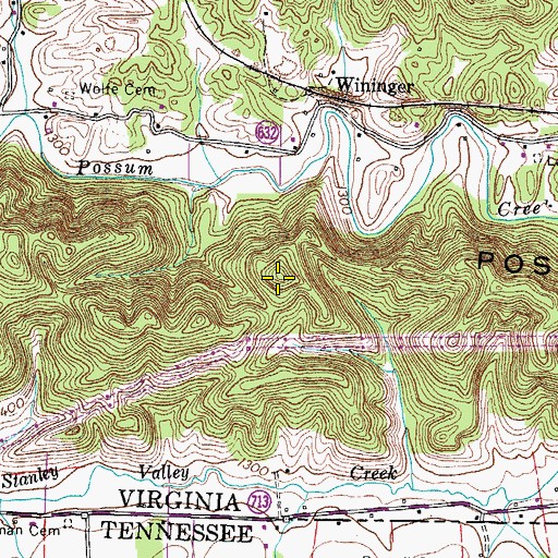 Topographic Map of Possum Knobs, VA