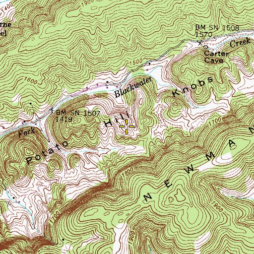 Topographic Map of Potato Hill Knobs, VA