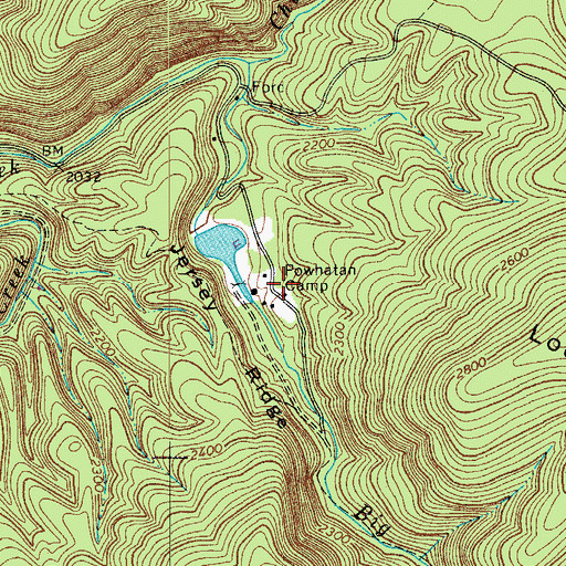 Topographic Map of Powhatan Camp, VA