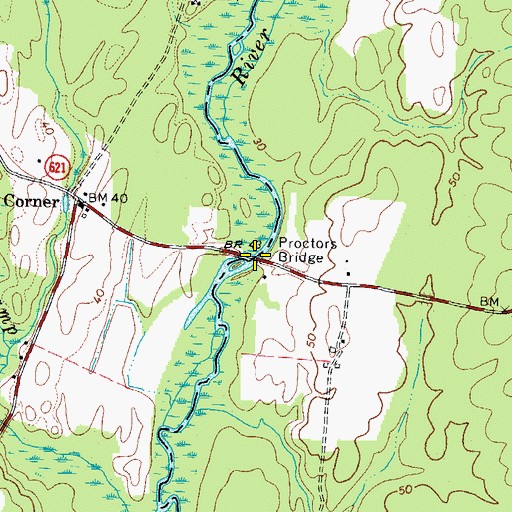 Topographic Map of Proctors Bridge, VA