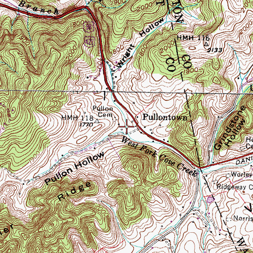 Topographic Map of Pullon Hollow, VA