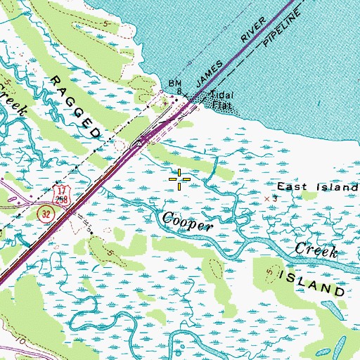 Topographic Map of Ragged Island, VA