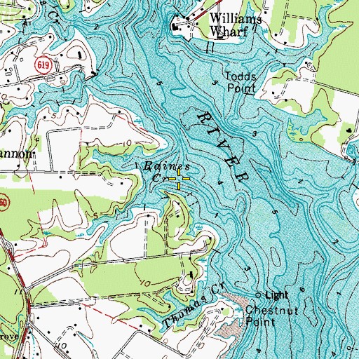 Topographic Map of Raines Creek, VA
