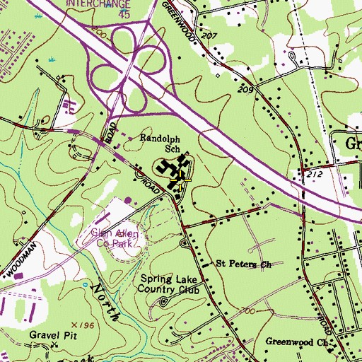 Topographic Map of Virginia Randolph Community High School, VA