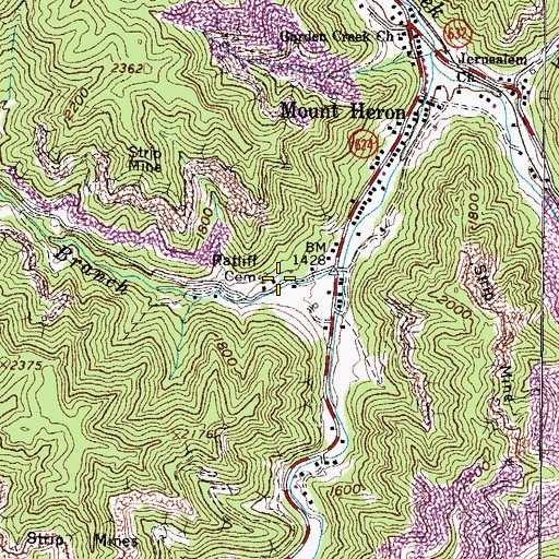 Topographic Map of Ratliff Cemetery, VA