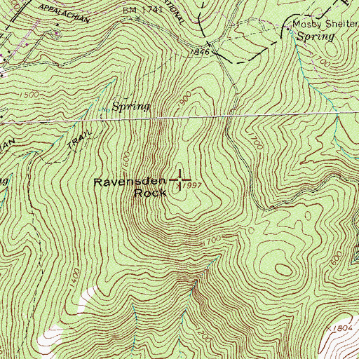 Topographic Map of Ravensden Rock, VA