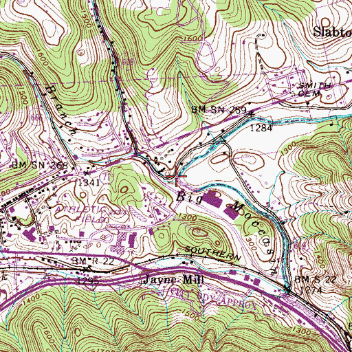 Topographic Map of Red Hill Branch, VA