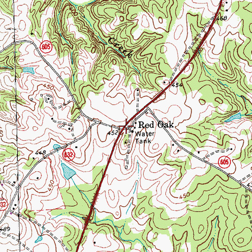 Topographic Map of Red Oak, VA