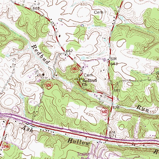 Topographic Map of Redbud Church, VA