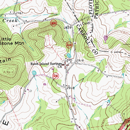 Topographic Map of Reed Island Springs Church, VA