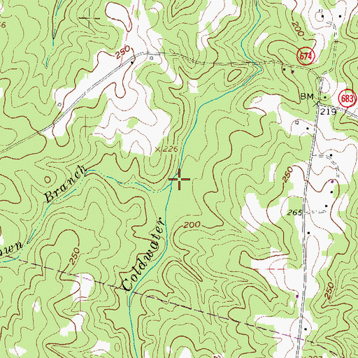 Topographic Map of Revistown Branch, VA