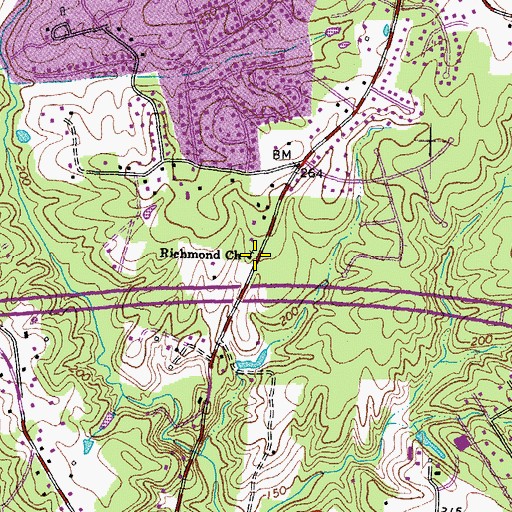 Topographic Map of Richmond Church, VA