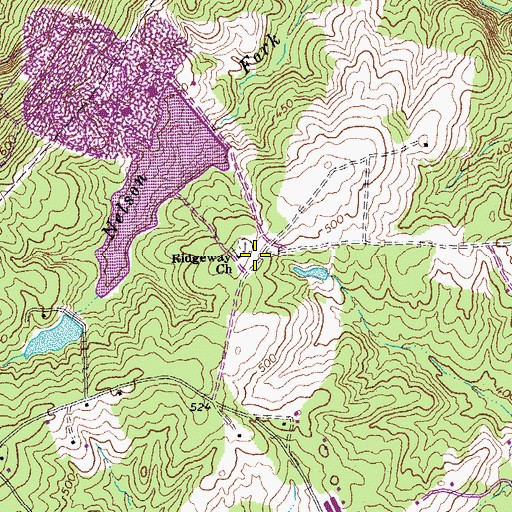Topographic Map of Ridgeway Church, VA