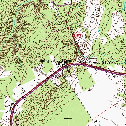 Topographic Map of Rising Valley Church, VA