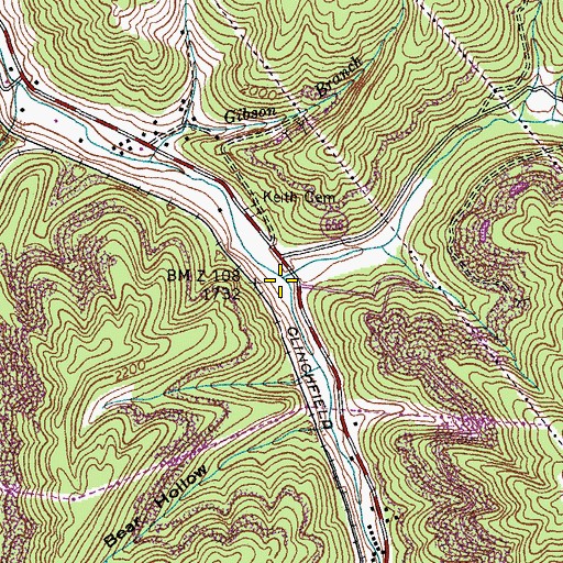 Topographic Map of Roaring Fork, VA