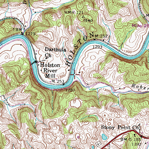 Topographic Map of Roberts Creek, VA