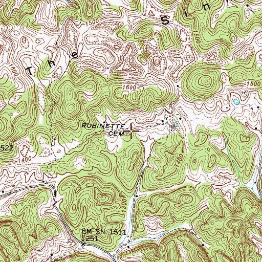 Topographic Map of Robinette Cemetery, VA