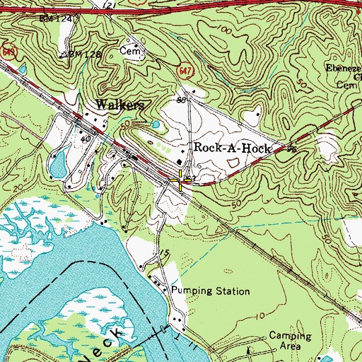 Topographic Map of Rock-A-Hock, VA