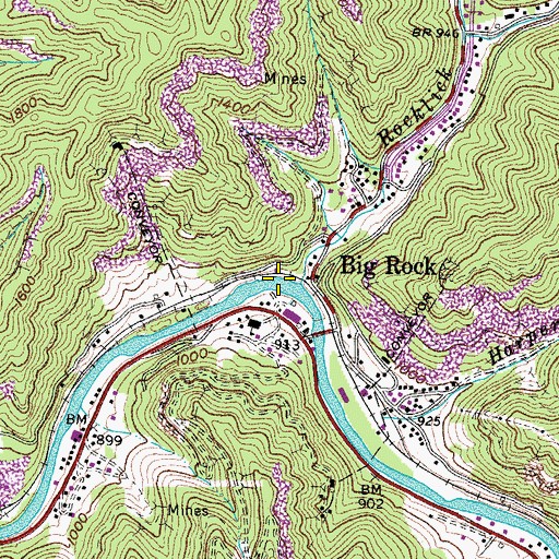 Topographic Map of Rocklick Creek, VA