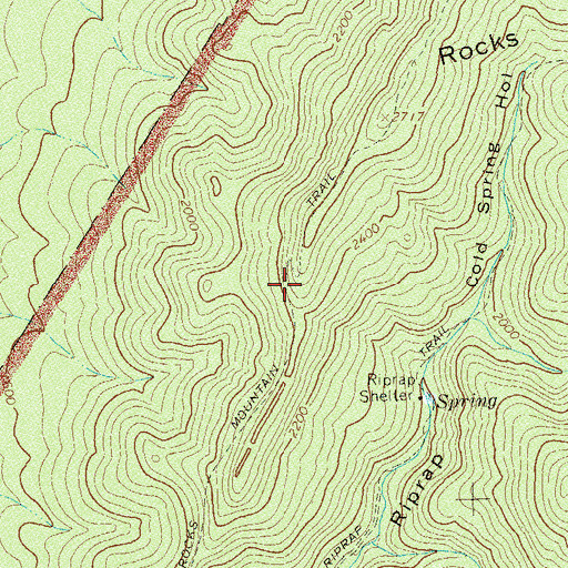 Topographic Map of Rocks Mountain Trail, VA