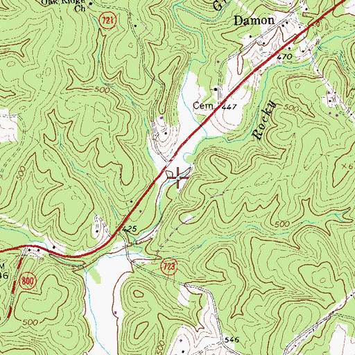 Topographic Map of Rocky Branch, VA