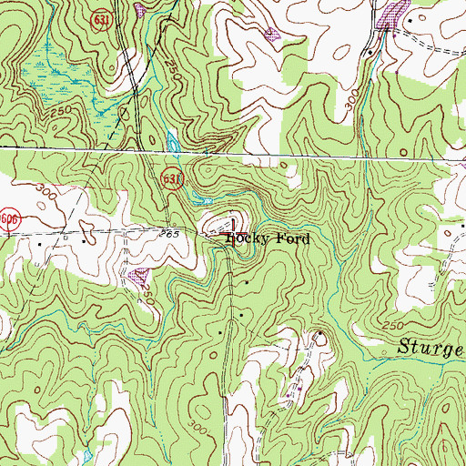 Topographic Map of Rocky Ford, VA