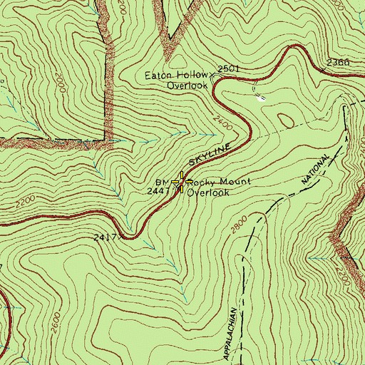 Topographic Map of Rocky Mount Overlook, VA