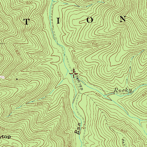 Topographic Map of Rocky Mountain Run, VA