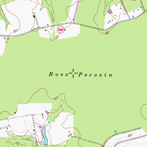 Topographic Map of Ross Pocosin, VA