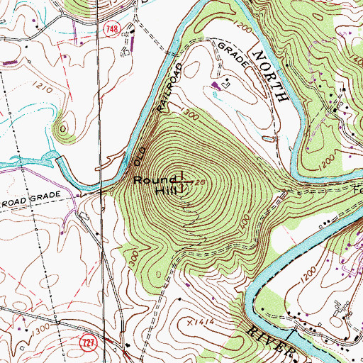 Topographic Map of Round Hill, VA