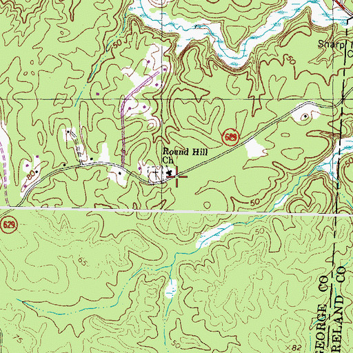 Topographic Map of Round Hill Church, VA