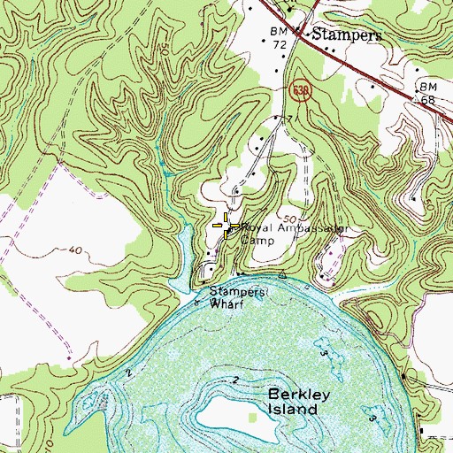 Topographic Map of Royal Ambassador Camp, VA