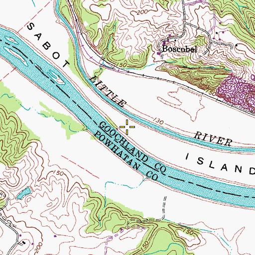 Topographic Map of Sabot Island, VA