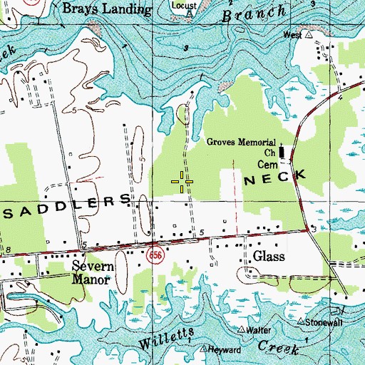 Topographic Map of Saddlers Neck, VA