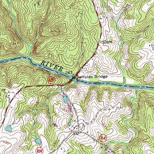 Topographic Map of Saffolds Bridge, VA