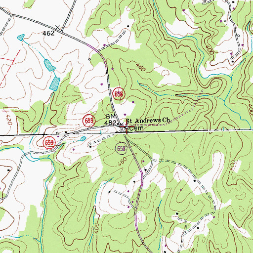 Topographic Map of Saint Andrews Church, VA