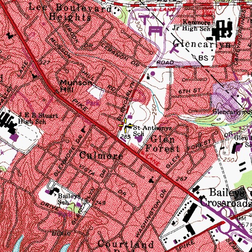 Topographic Map of Corpus Christi School, VA