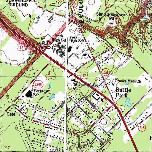 Topographic Map of Saint Joan of Arc Church, VA