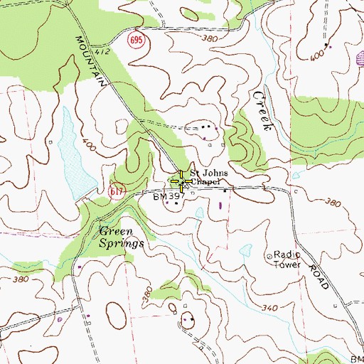 Topographic Map of Saint Johns Chapel, VA